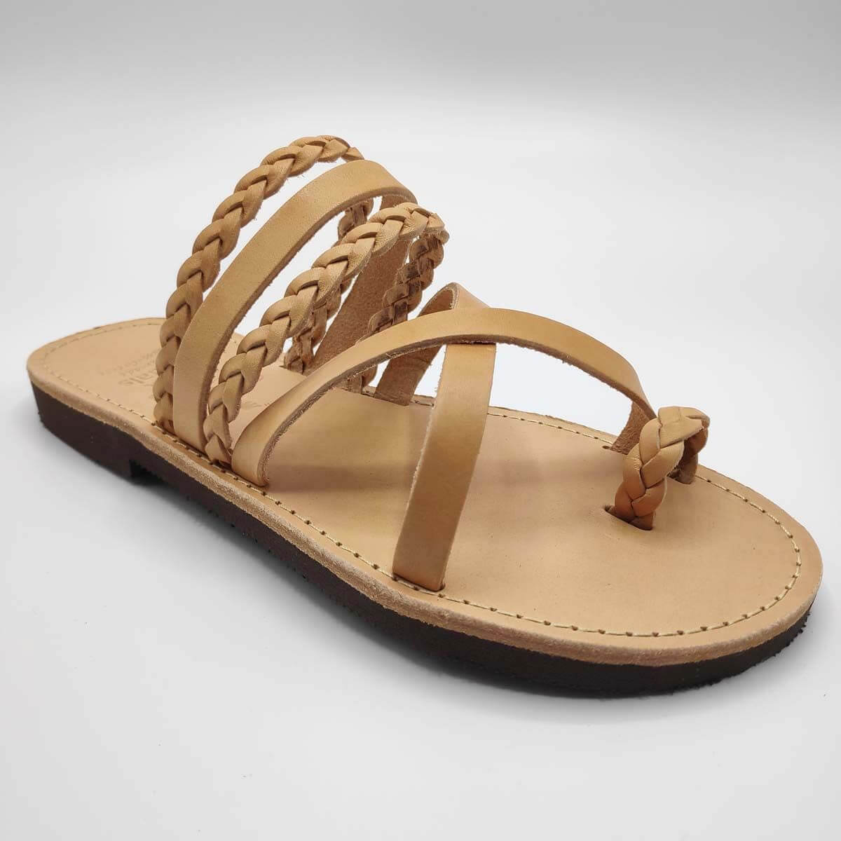Elani Braided Leather Flat Sandals Sandal - Leather | Pagonis Sandals