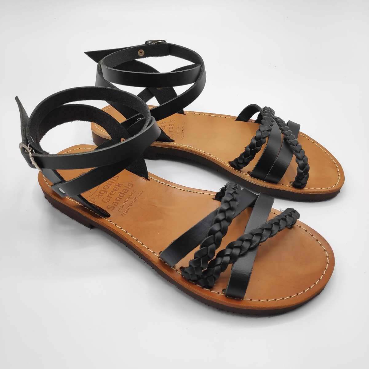 SI.MOU.SI flat ankle strap sandals | Pagonis Greek Sandals
