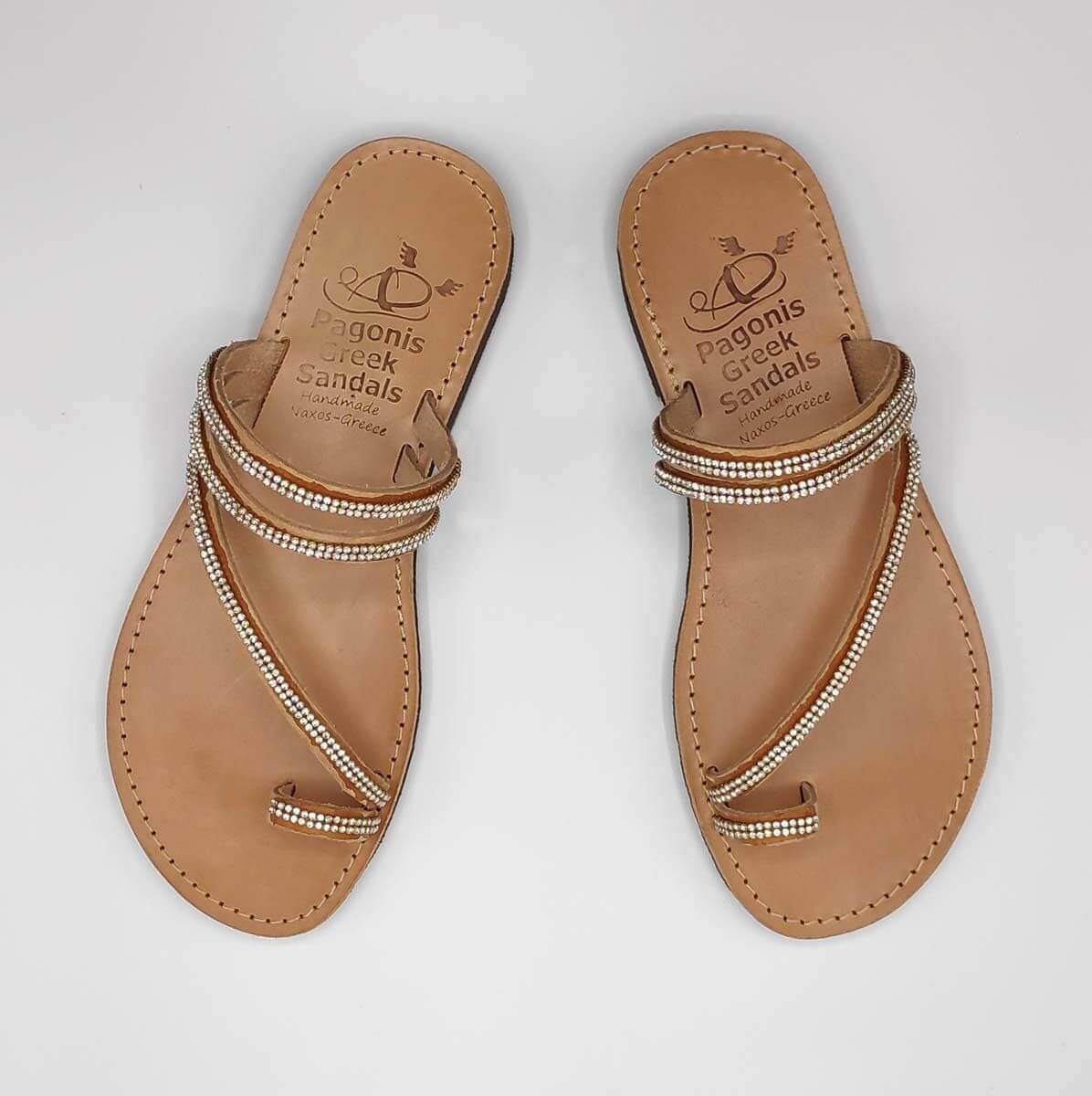 Comi Jeweled - leather handmade embellished sandal - Pagonis Greek Sandals