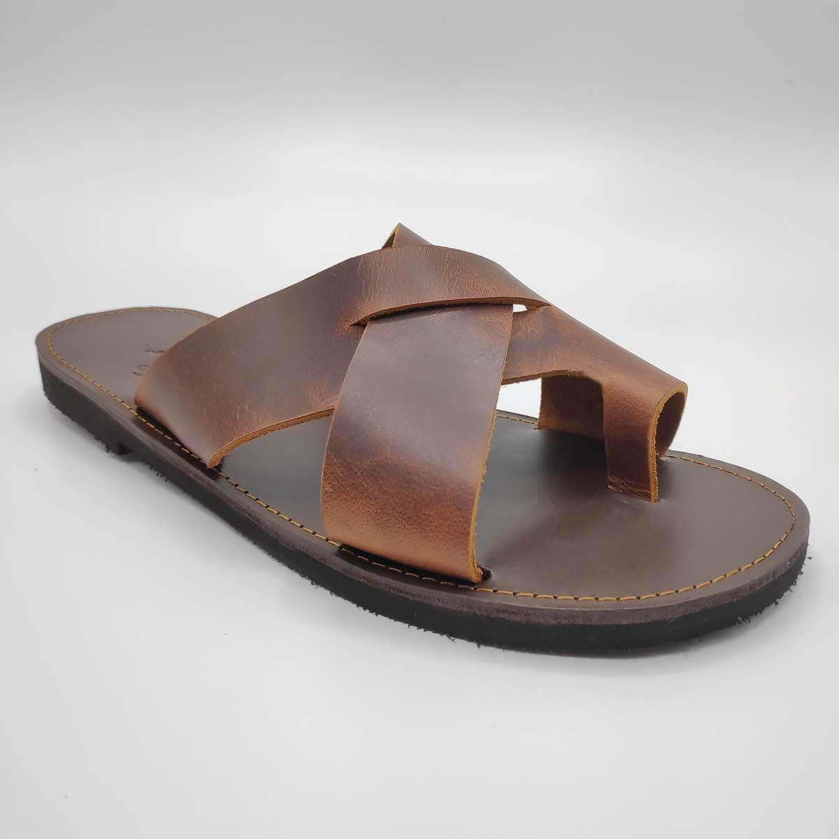 Handmade Leather Sandals Brown & Natural Greek Production Design Ancient Style 
