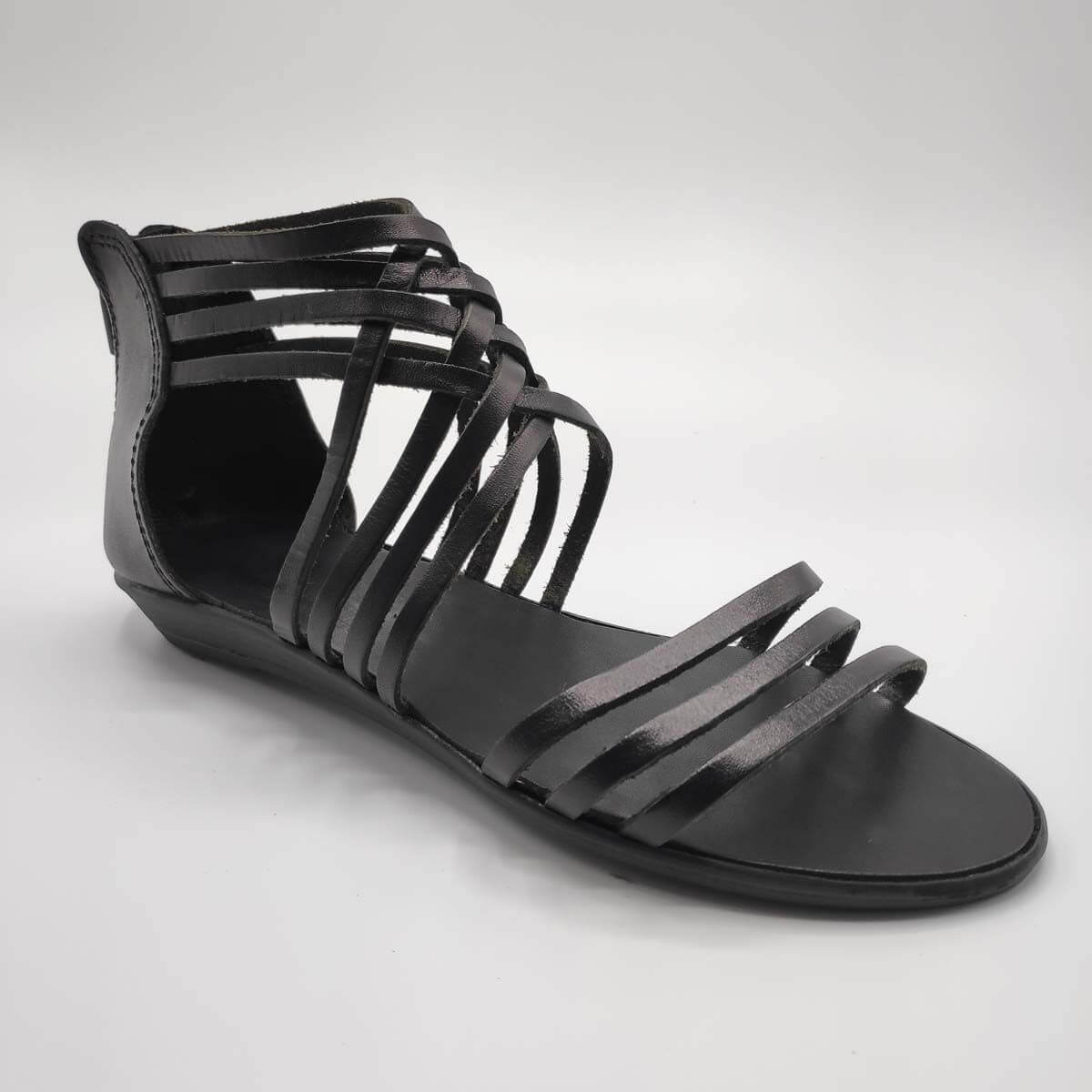 Erasmio Womens Zip Back Sandals Lissos Shoes Zipper Back Gold - Leather  Sandals | Pagonis Greek Sandals