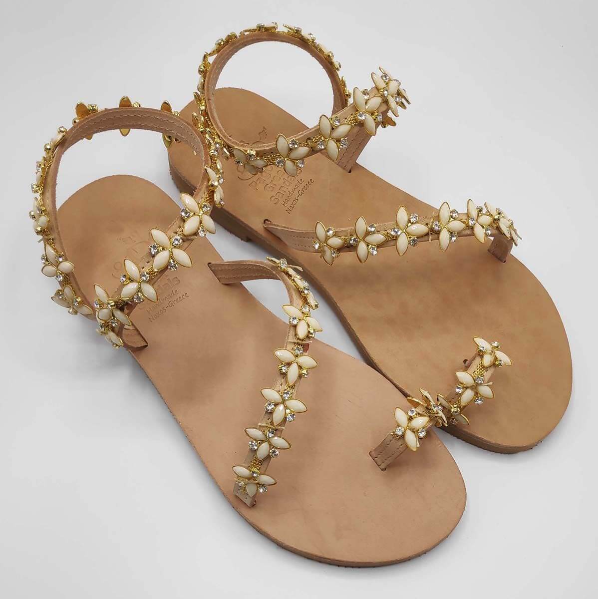 Leather Sandals for Wedding | Loop Jewelled | Pagonis Greek Sandals