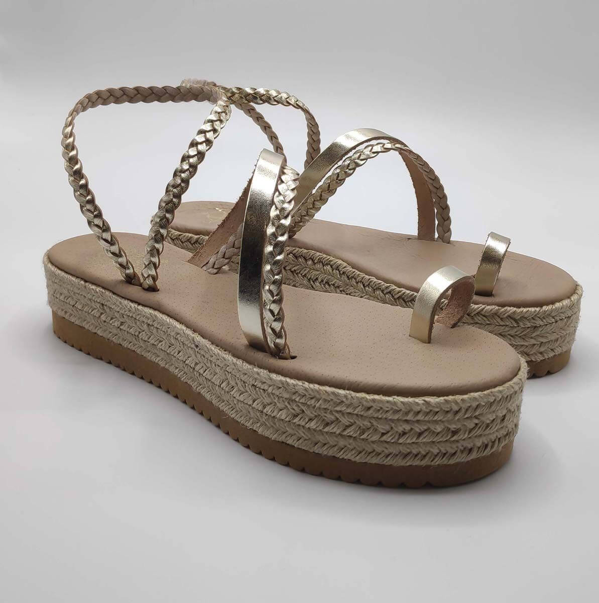 Loop Platform Looped Leather Sandal - Leather Sandals | Pagonis Greek  Sandals