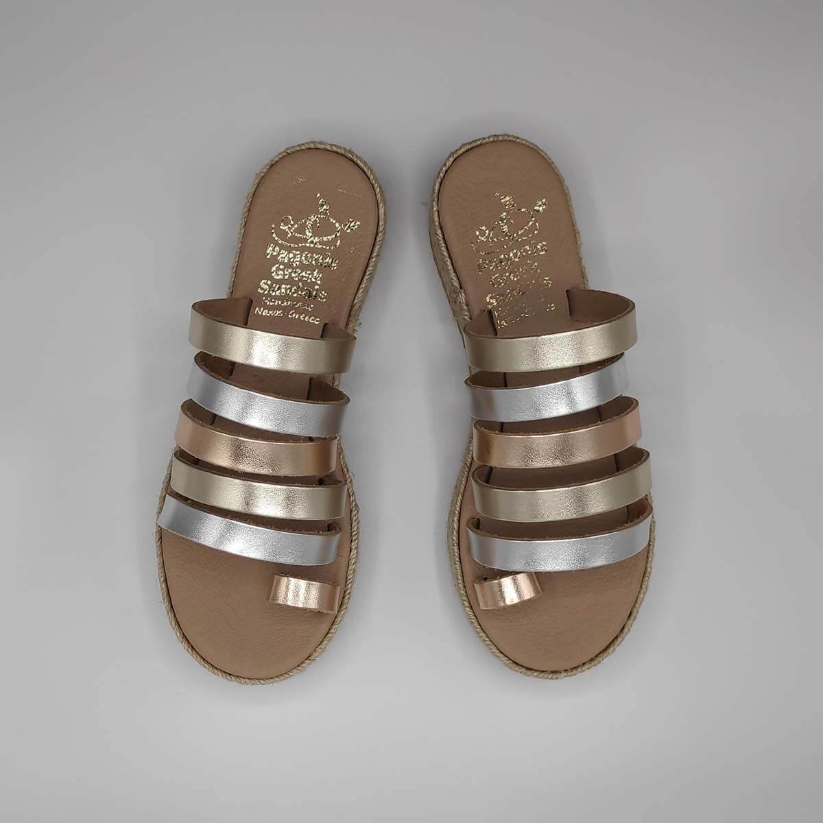 Kastraki Platform Strappy Toe Ring Slide - Leather Sandals 