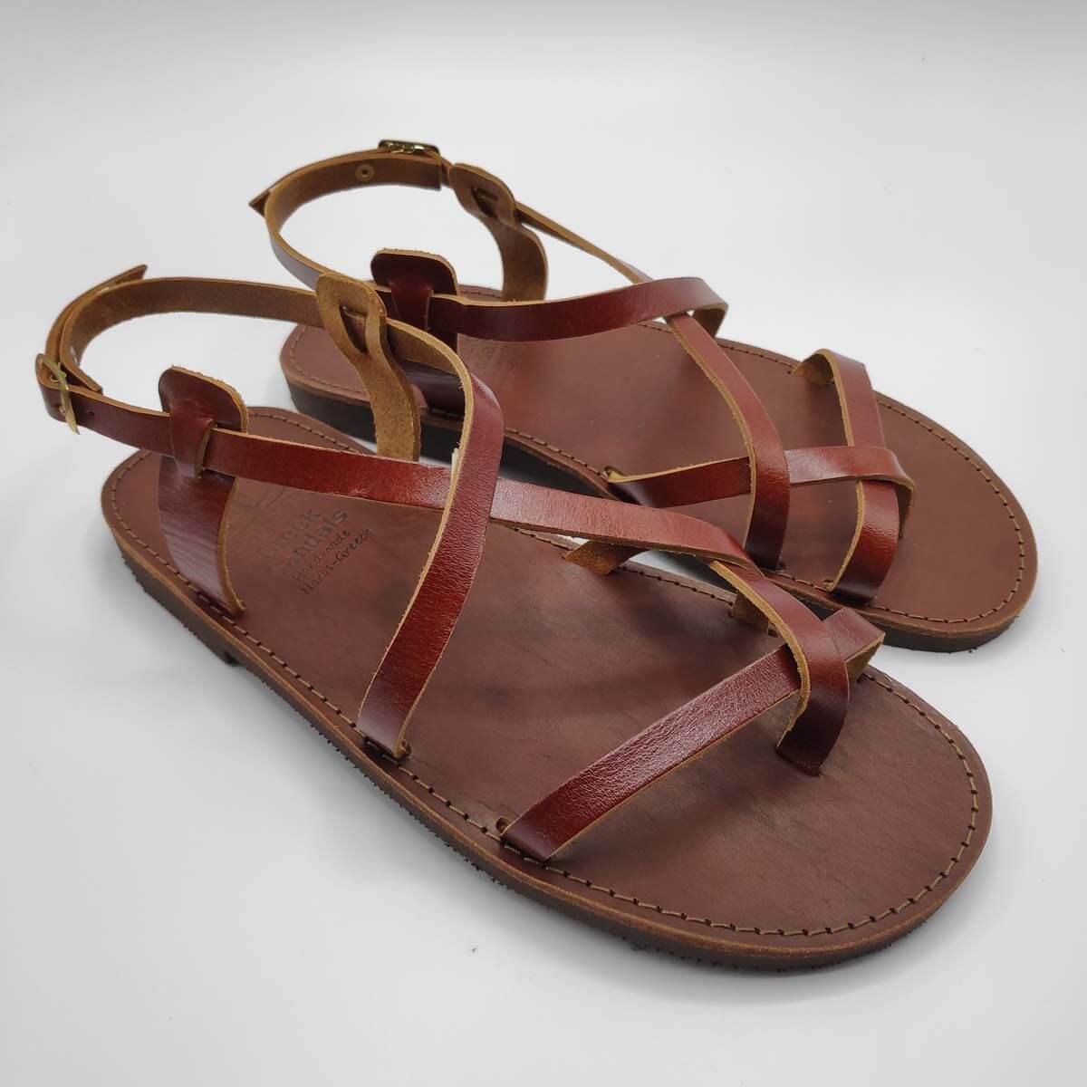 AMMOS Men leather sandals with back strap | Pagonis Greek Sandals
