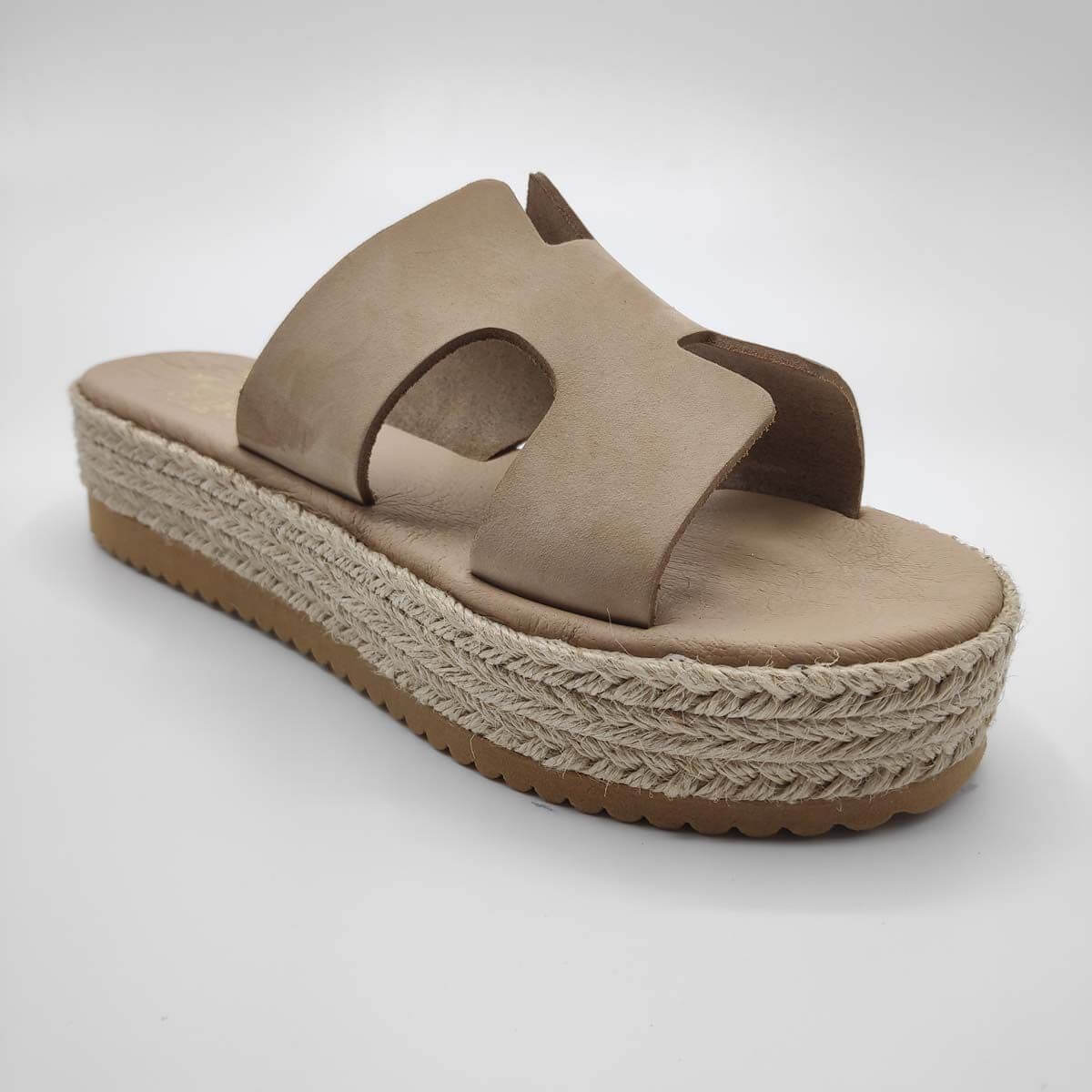 Hermes Platform H cut leather slide - Leather Sandals | Pagonis Greek  Sandals