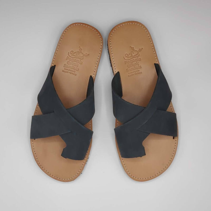 Orcos Mens Leather Slide Sandals | Pagonis Greek Sandals