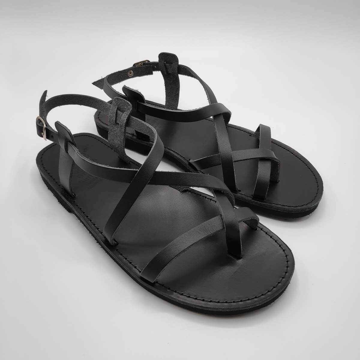 AMMOS Men leather sandals with back strap | Pagonis Greek Sandals