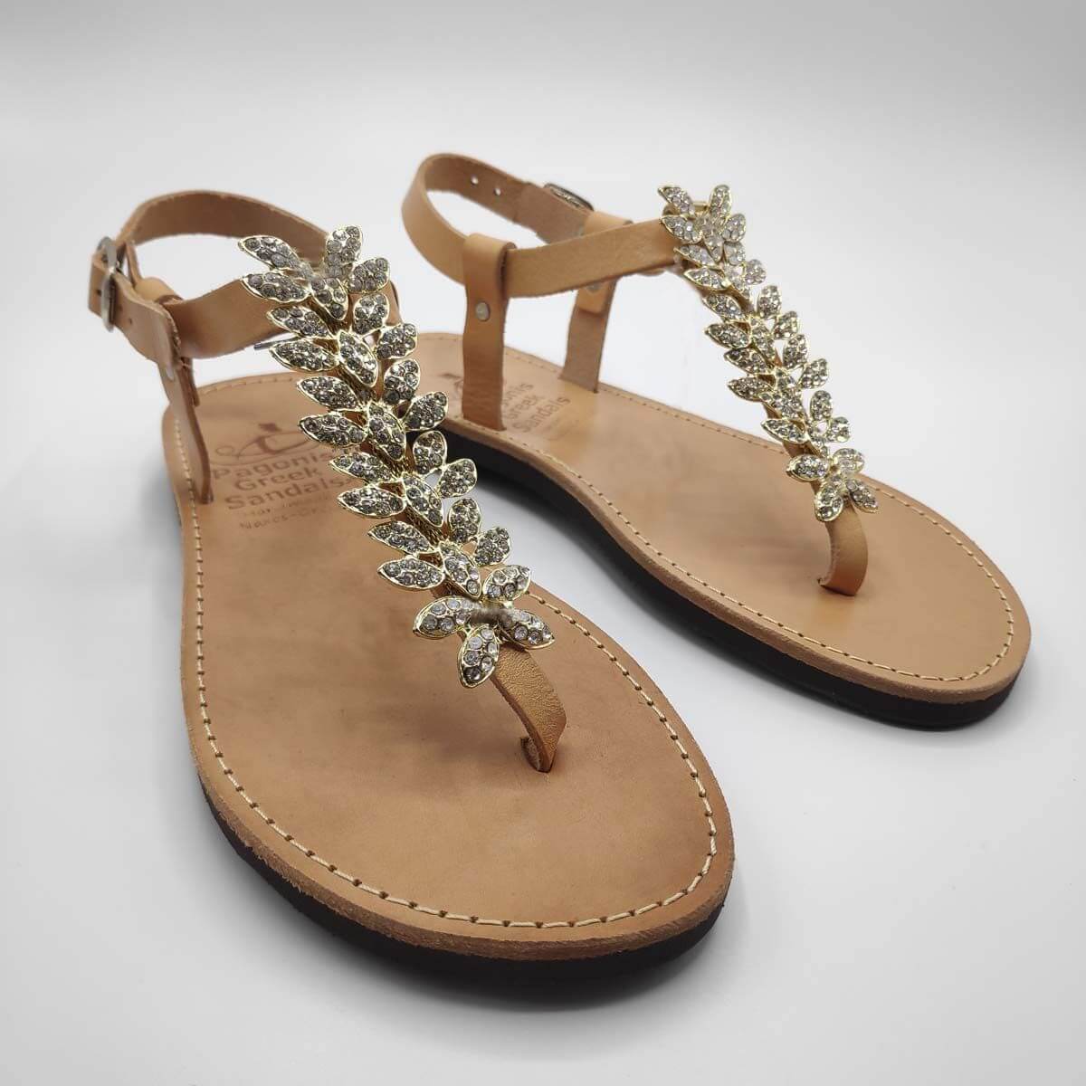Embellished Thong Sandals - Leather Sandals | Pagonis Greek Sandals