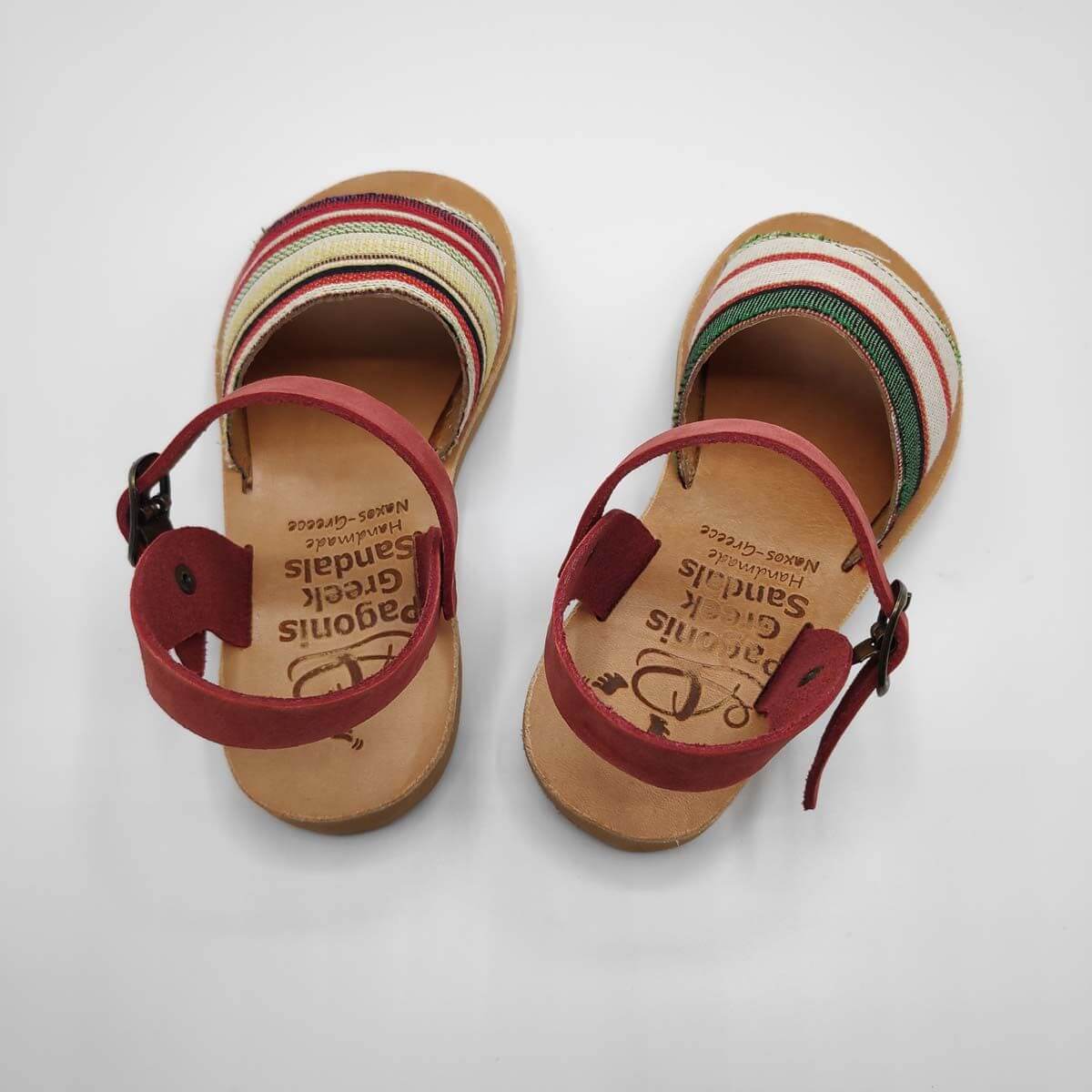 Leather Toddler Sandals For Girls |  Pink and stripes fabric