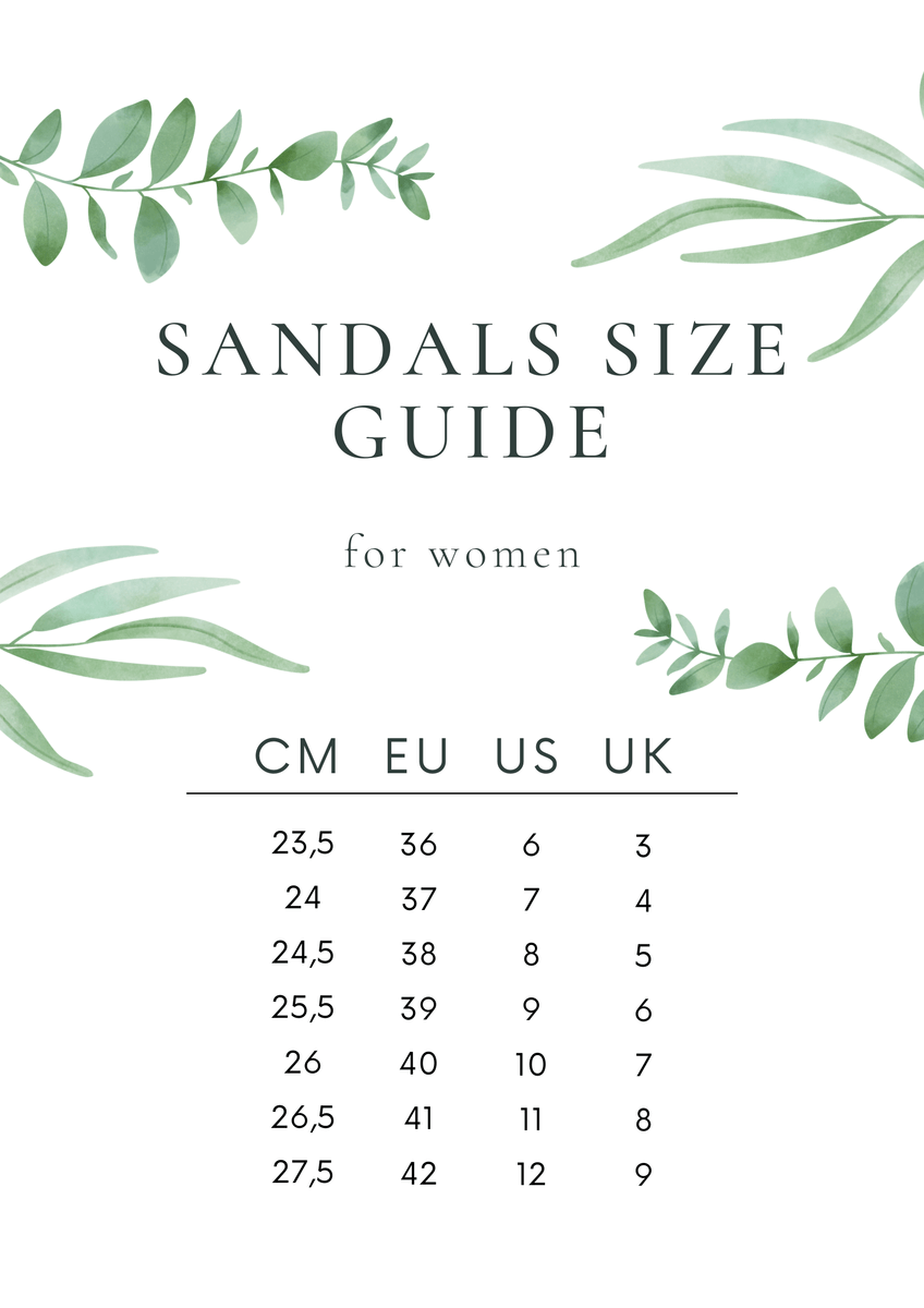 UK shoe size in EU - Shoe size conversion chart - Pagonis Greek Sandals