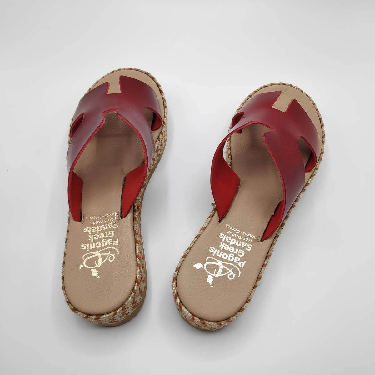 Hermes Platform H cut leather slide Leather Sandals | Pagonis Greek Sandals