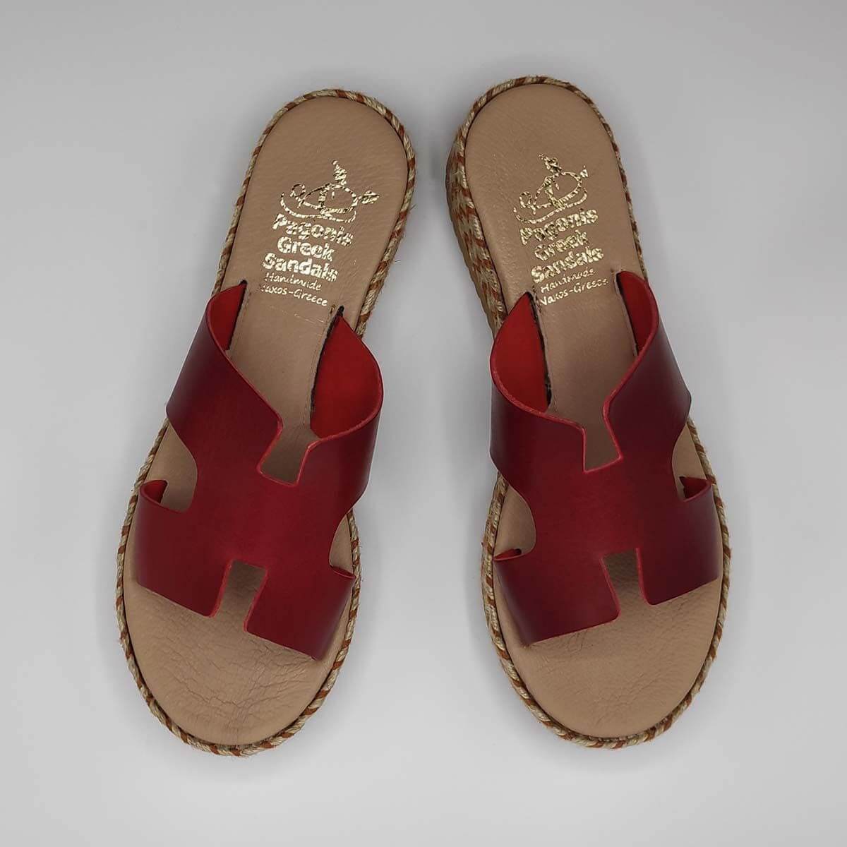 Hermes Platform H cut leather slide Leather Sandals | Pagonis Greek Sandals