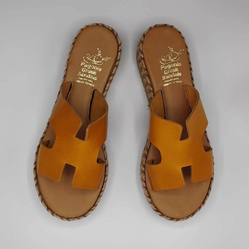 Hermes Platform H cut leather slide Leather Sandals | Pagonis Greek Sandals