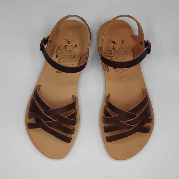Strappy leather ankle sandal brown