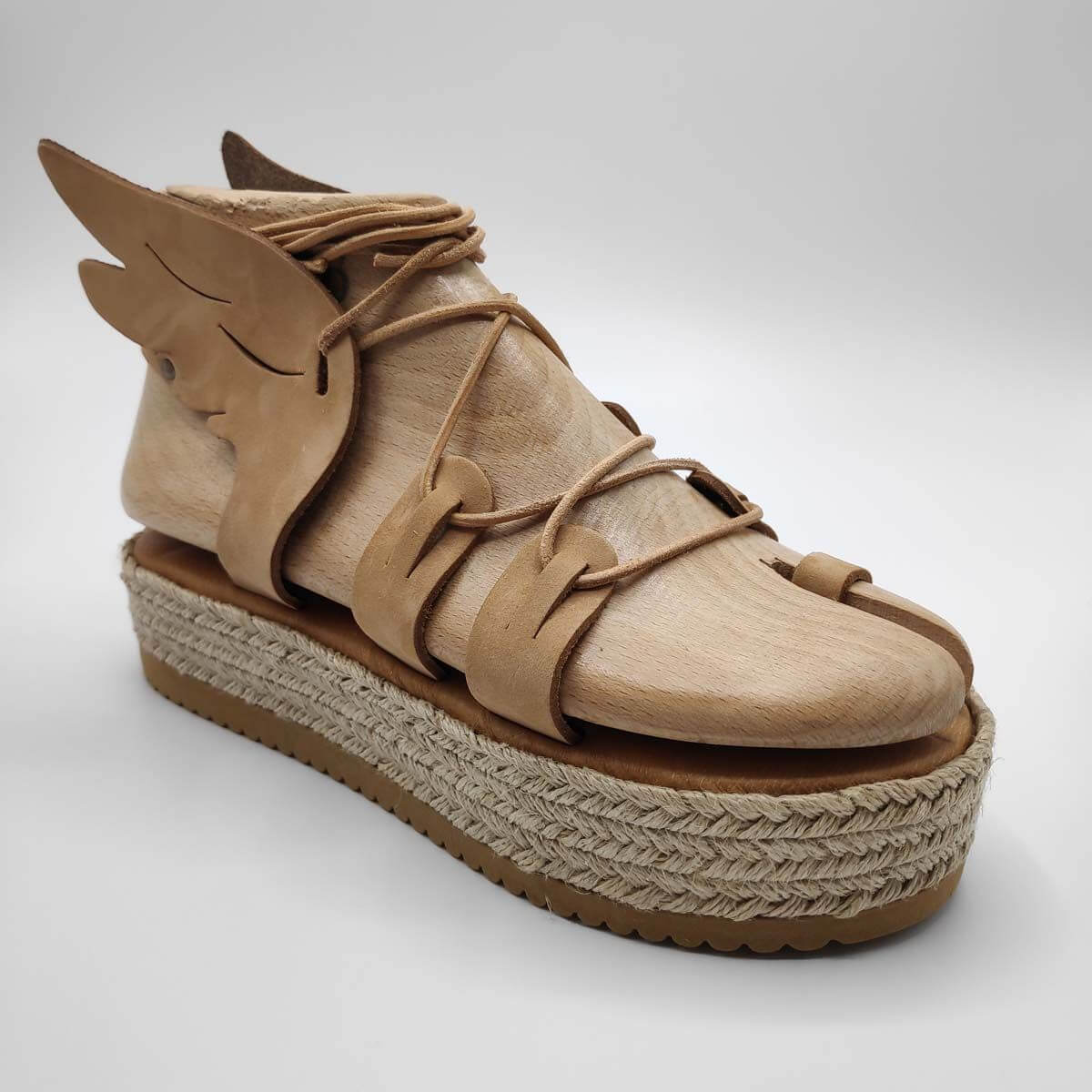Vai Platform Lace Up Sandals - Leather Sandals | Pagonis Greek Sandals