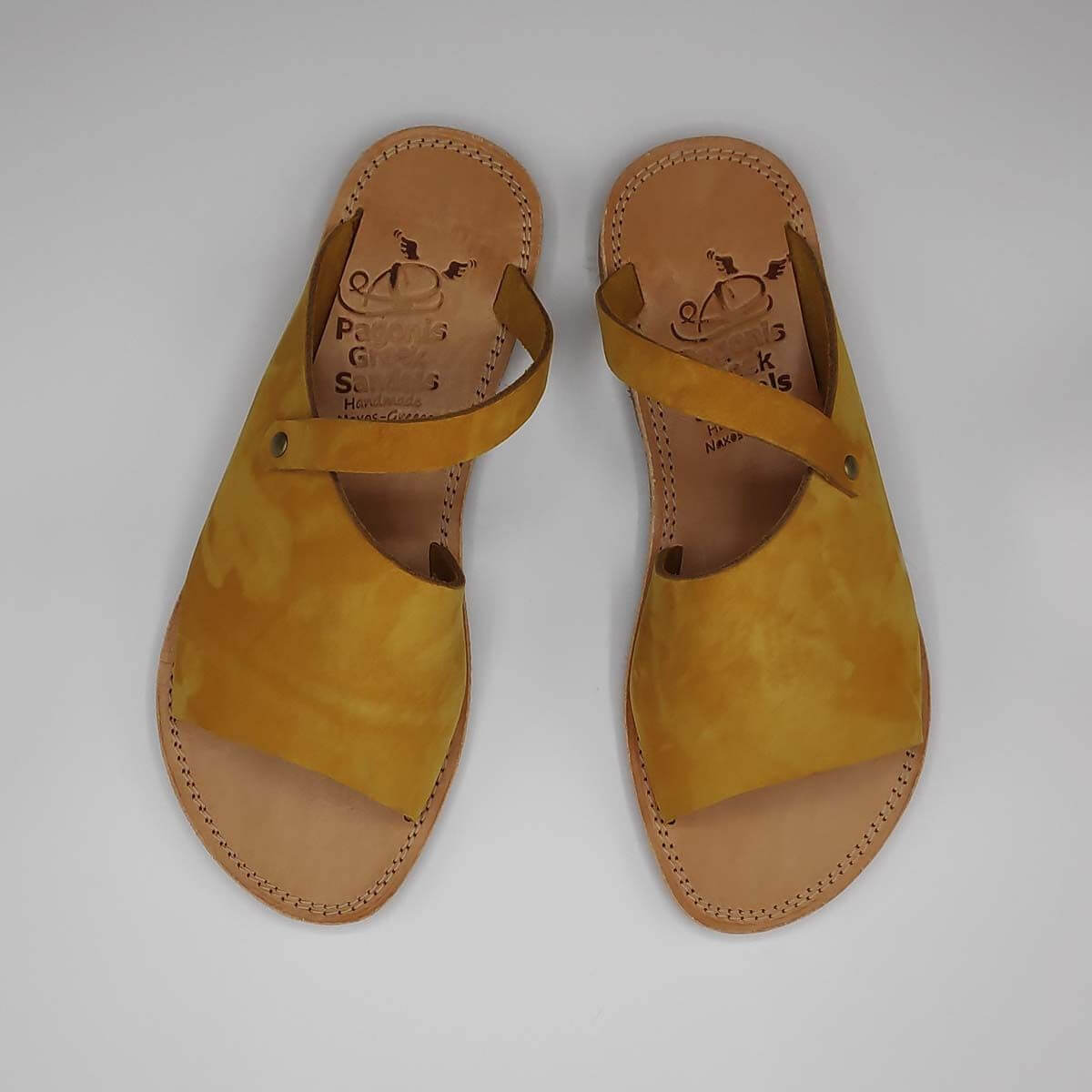 Yellow Leather Sandals - Leather Sandals | Pagonis Greek Sandals