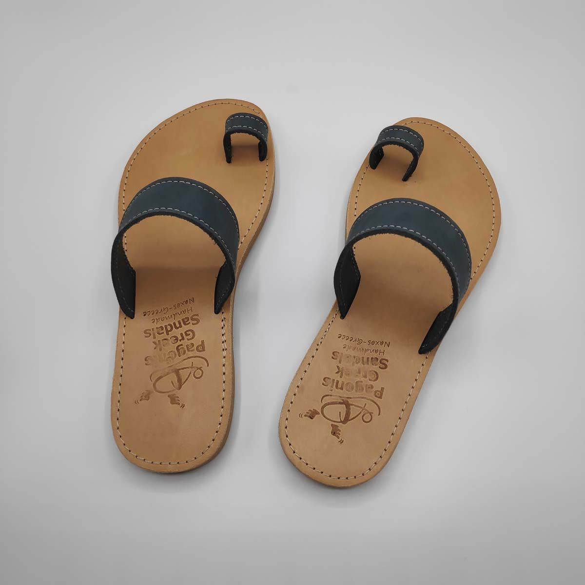 JESUS sandals with toe ring Blue | Pagonis Greek Sandals