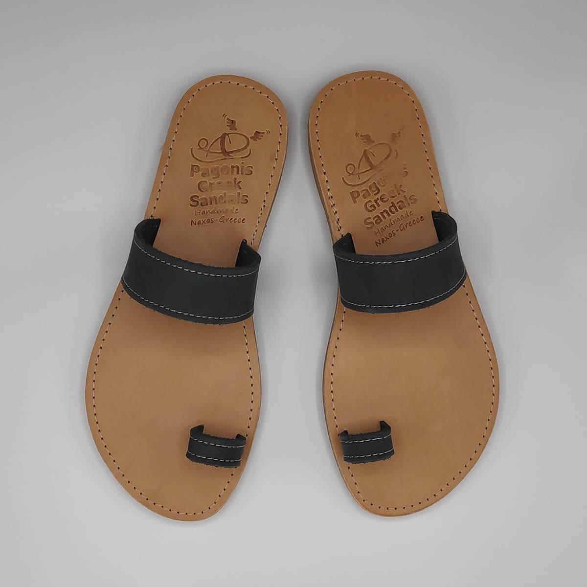 JESUS sandals with toe ring Blue | Pagonis Greek Sandals
