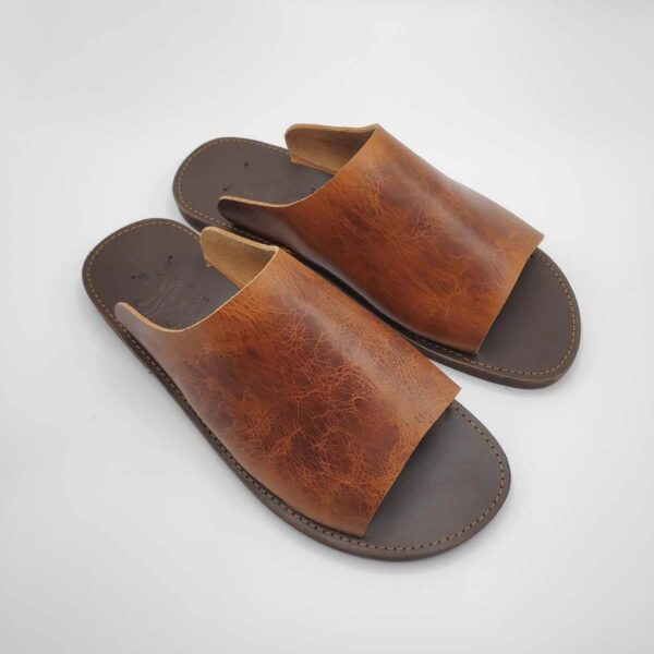 Mens Leather Mule Sandals Leather Sandals Pagonis Greek Sandals