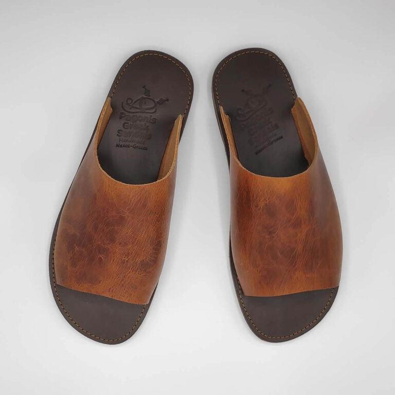 Mens Leather Mule Sandals Leather Sandals Pagonis Greek Sandals