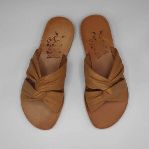 Bow slides soft leather sandals | Pagonis Greek Sandals