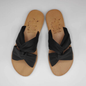 Bow slides soft leather sandals | Pagonis Greek Sandals