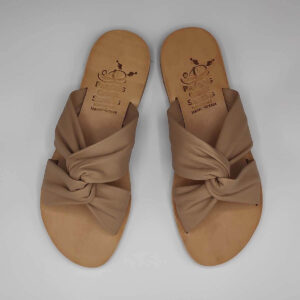 Bow slides soft leather sandals | Pagonis Greek Sandals
