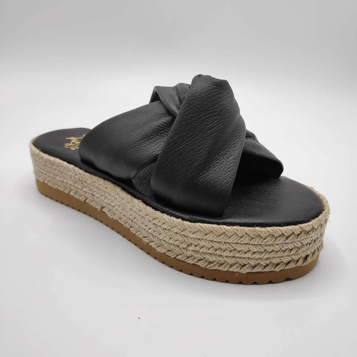 Bow platform sandals soft leather | Pagonis Greek Sandals