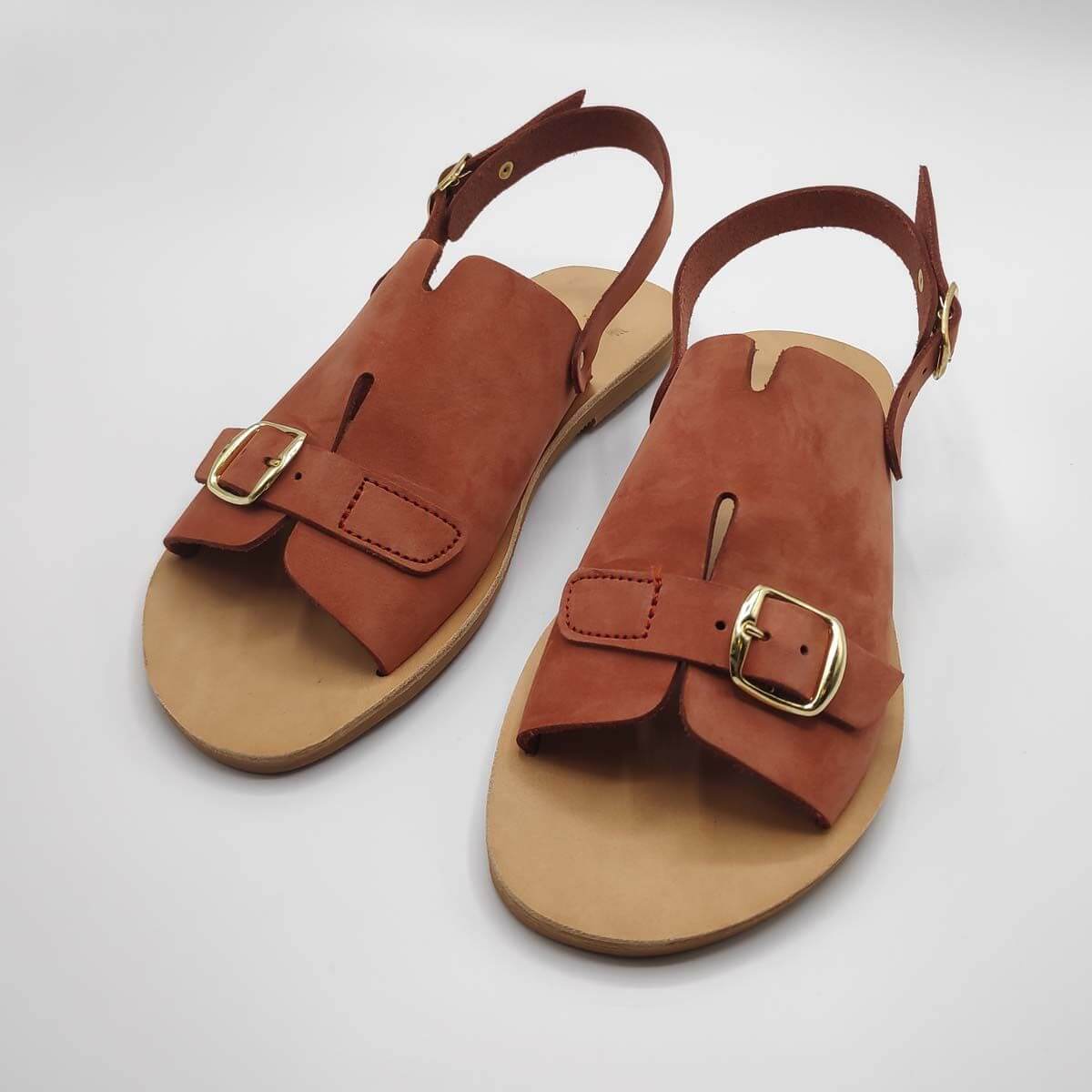 Bolibas Earthy Red Leather Sandals | Pagonis Greek Sandalsreek Sandals