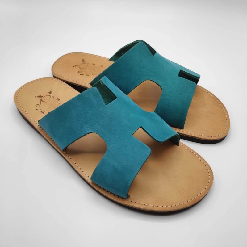 Mens Slides Hermes Men Leather Slides Leather Sandals Pagonis Greek Sandals