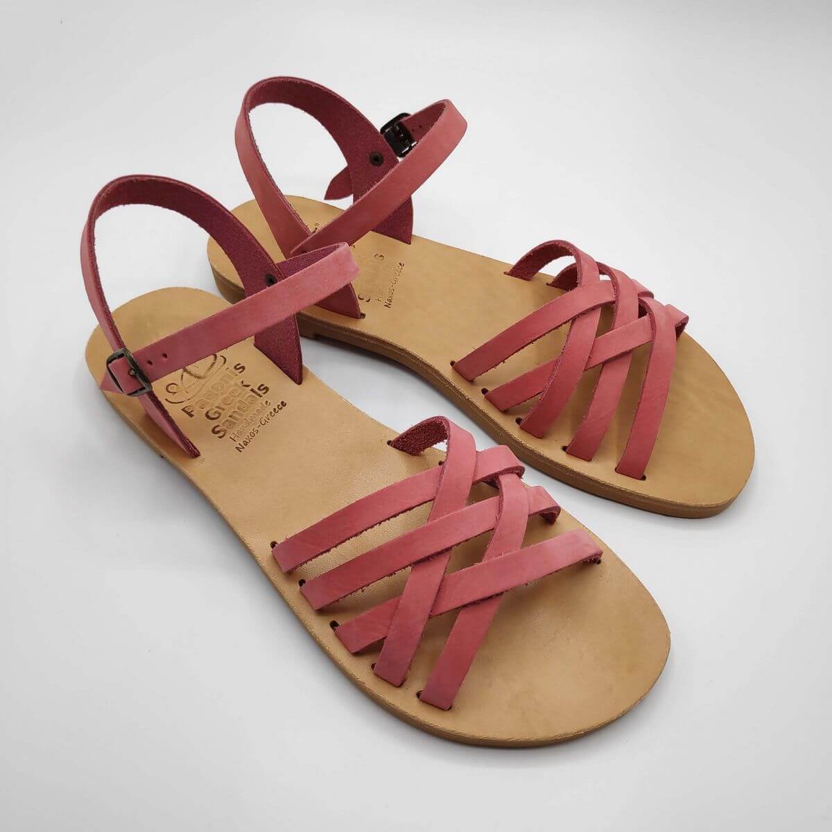 Strappy leather ankle sandal Pink