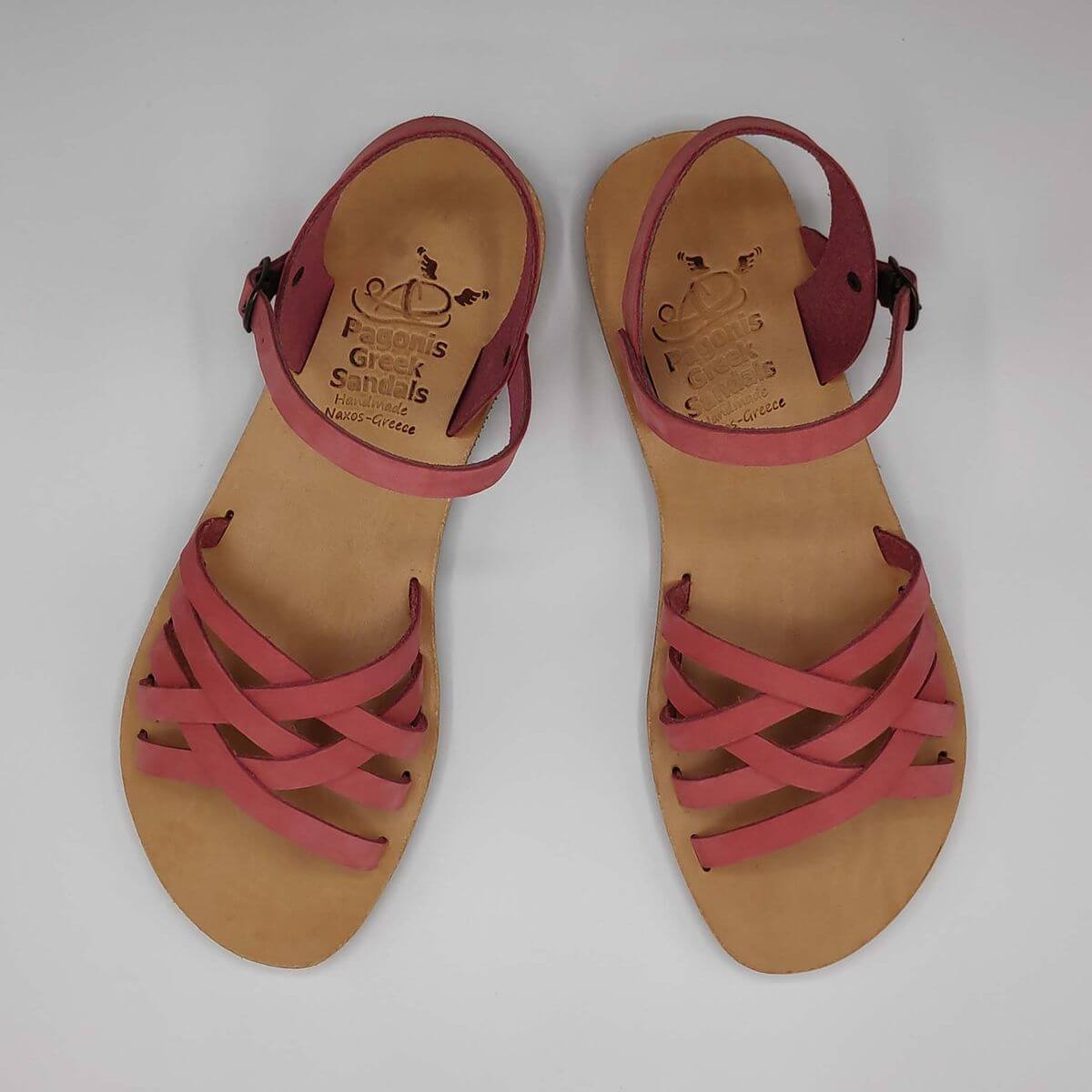 Strappy leather ankle sandal Pink