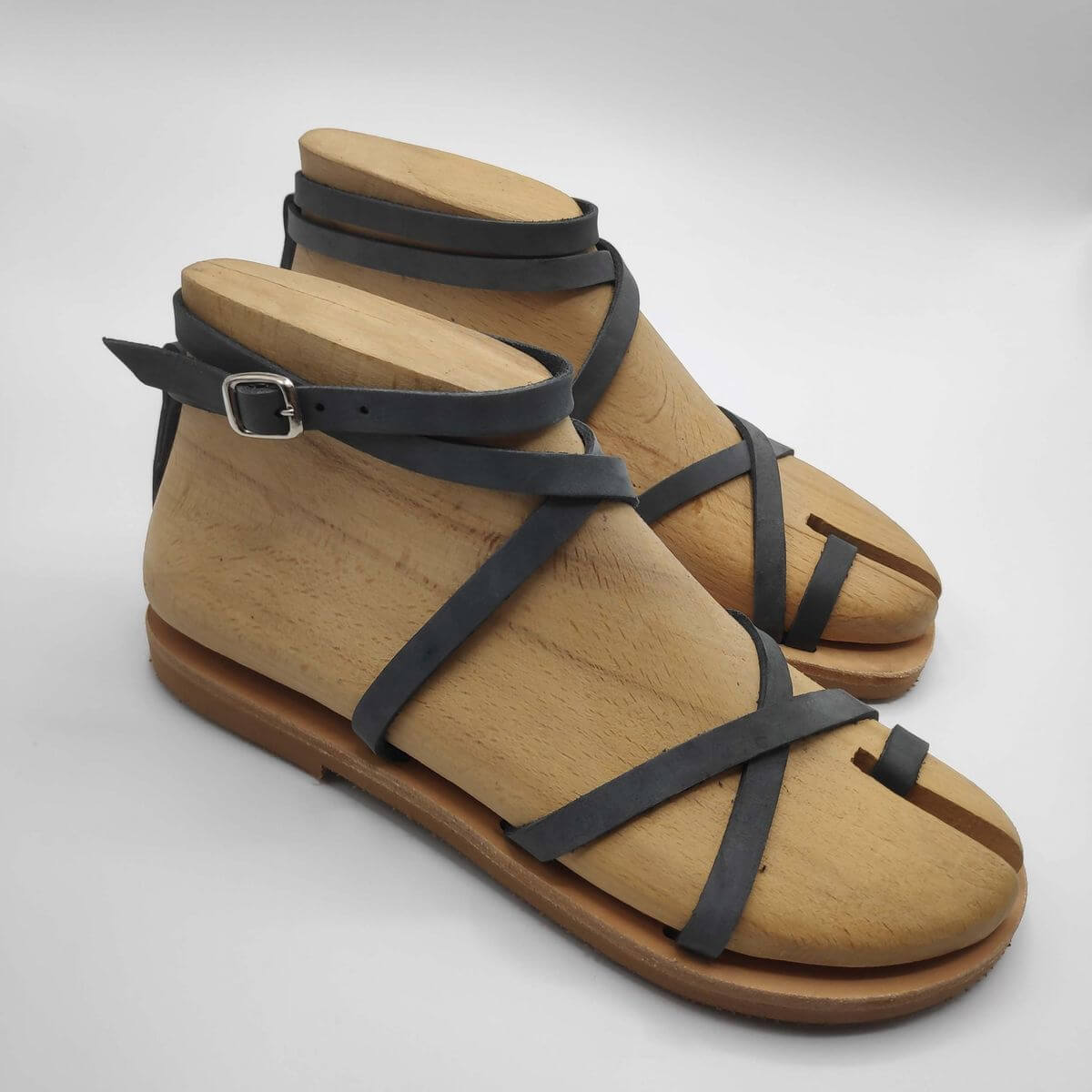 Dimitra Flat Strappy Leather Sandals - Leather Sandals | Pagonis Greek  Sandals