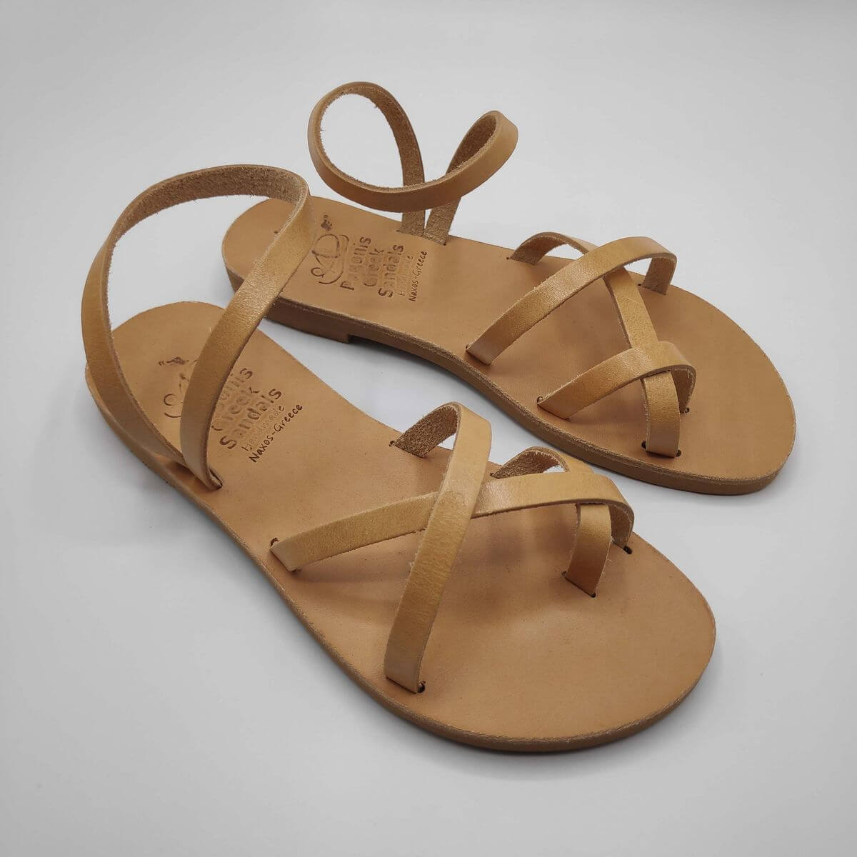 Strappy sandals with toe straps Antiparos Leather Sandals Pagonis