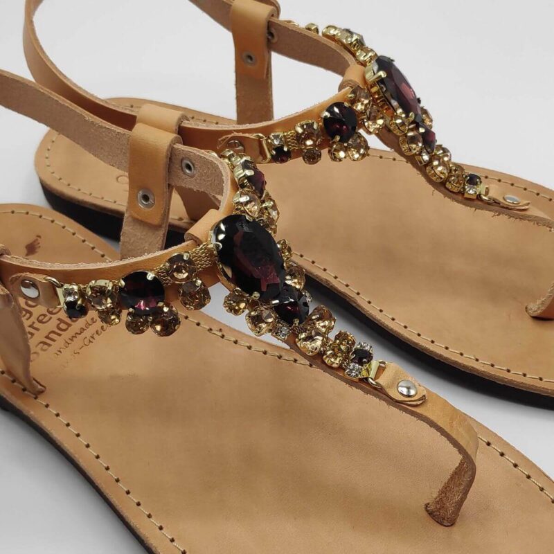Embellished Sandals For Wedding by Leather Sandals | Pagonis Greek Sandals