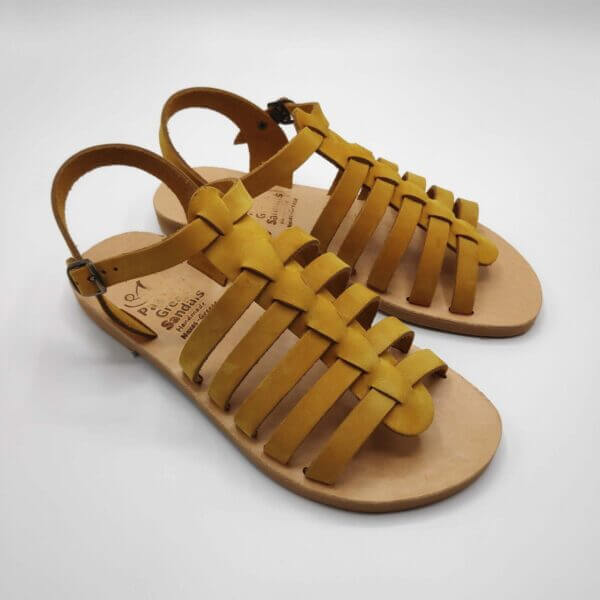 Strappy Gladiator Sandals Flats Yellow