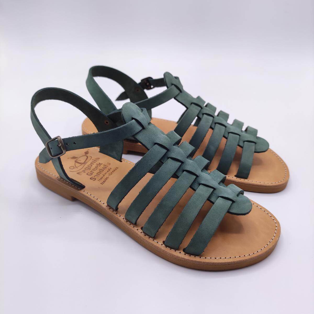 Women Strappy Gladiator Sandals Flats Green