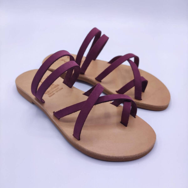 women's sandals toe loop purple