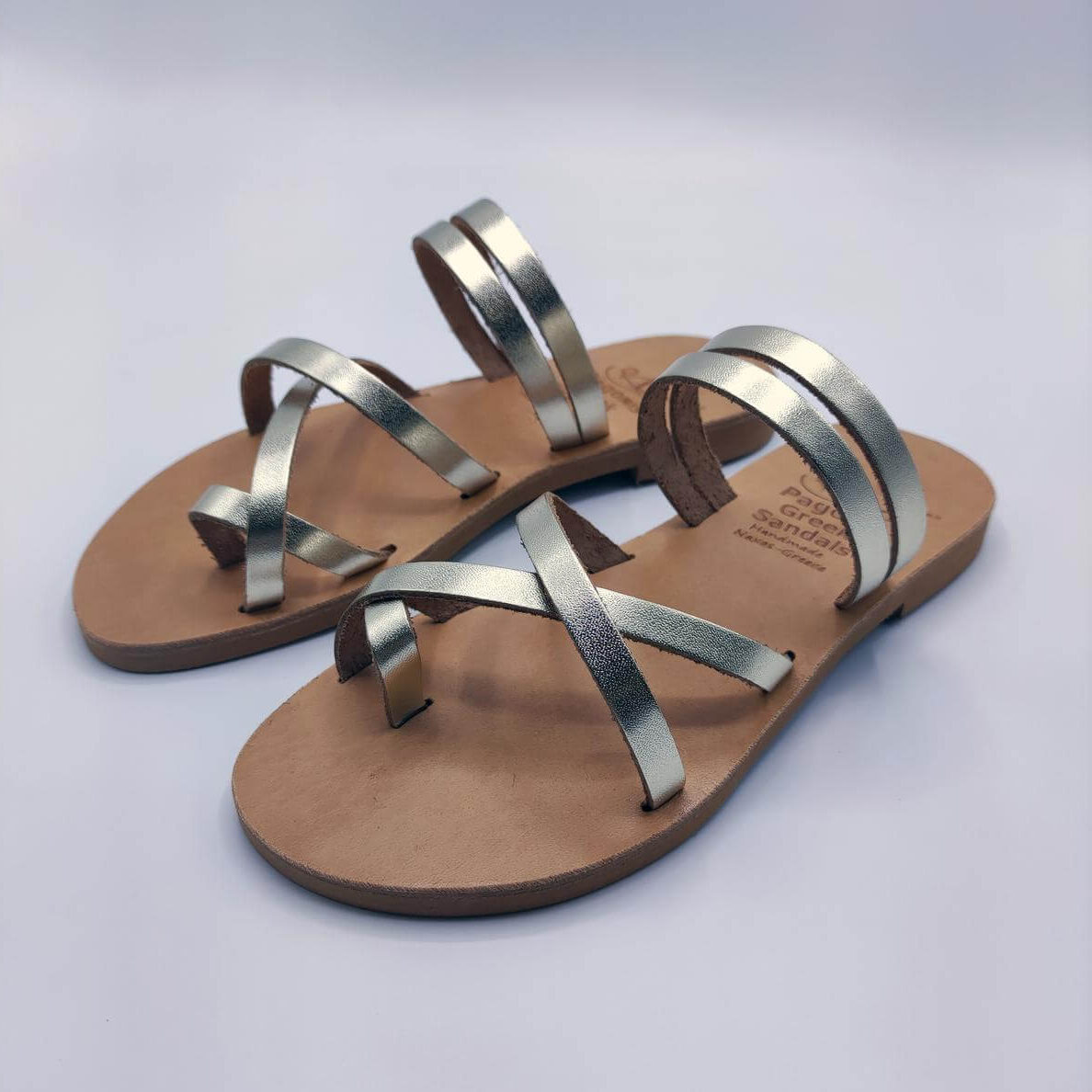 women's sandals toe loop metallic gold