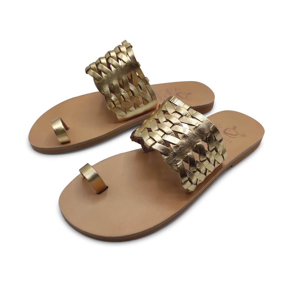 Big Toe Strap Sandals Gold
