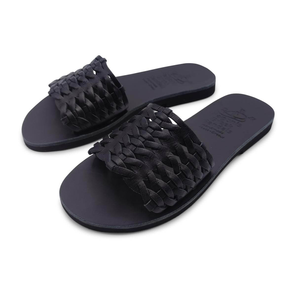 Black Slide Sandals Womens Total Black