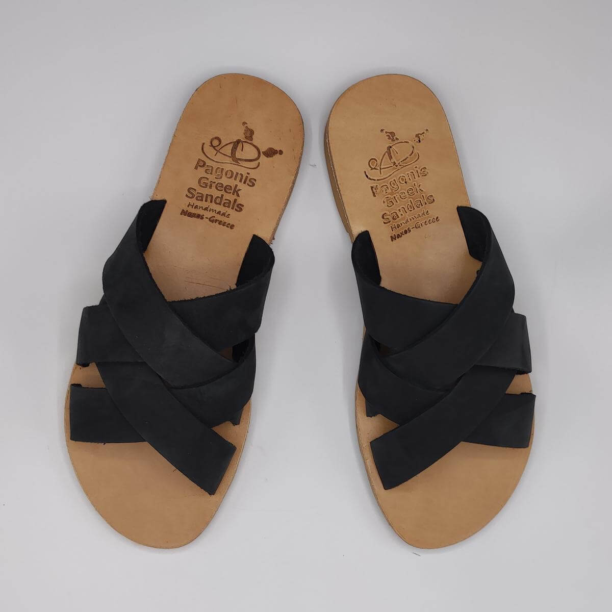 Criss Cross Woven Leather Slides Pagonis Nubuck Black