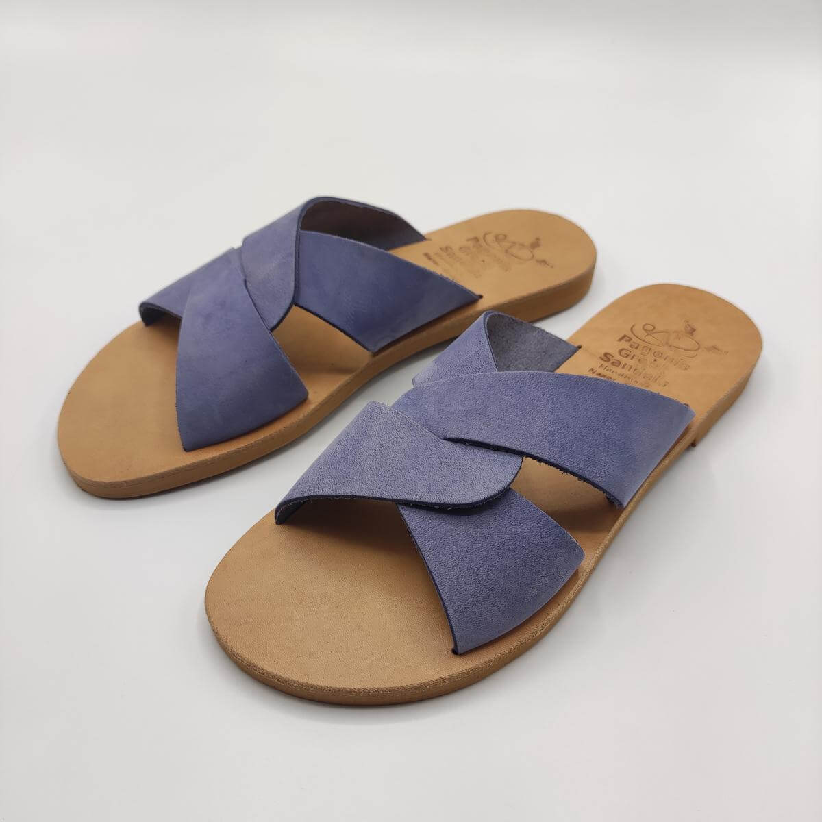 Lilac Desmos Leather Sandal Pagonis Greek Sandals