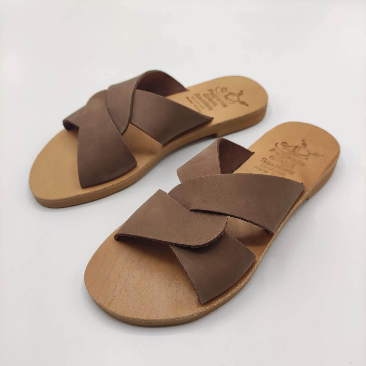 Brown Desmos Leather Sandal Pagonis Greek Sandals