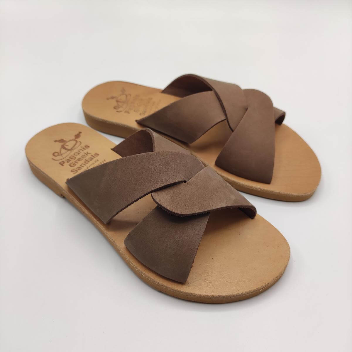Brown Desmos Leather Sandal Pagonis Greek Sandals