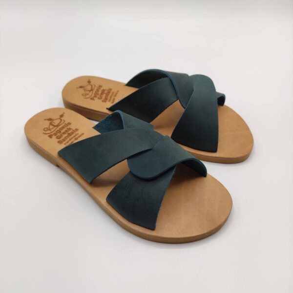 Desmos Leather Sandal Pagonis Greek Sandals Blue