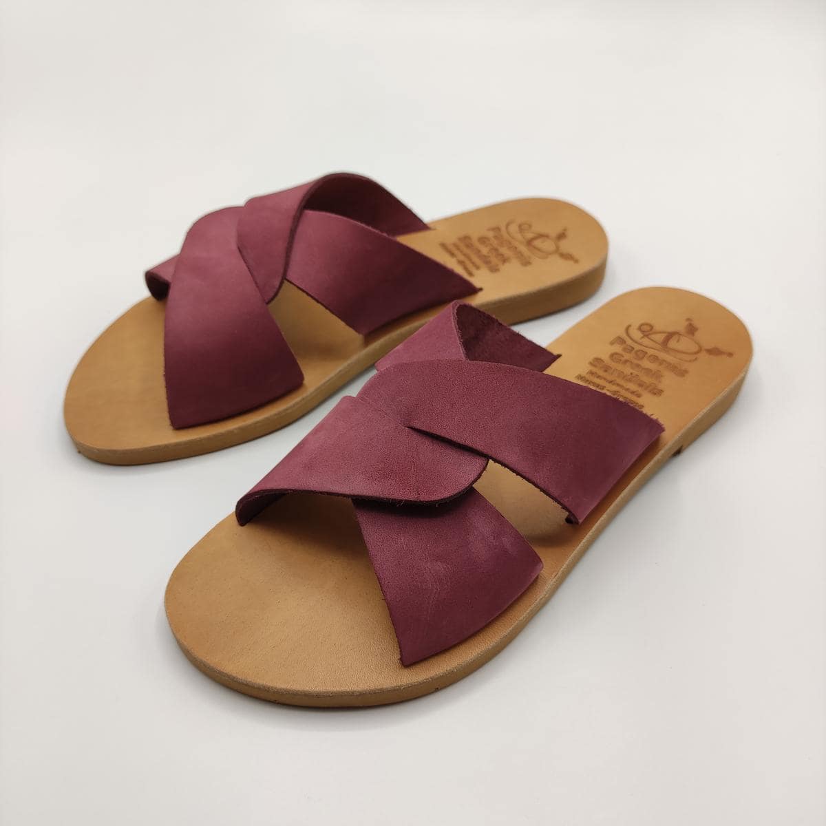 Desmos Leather Sandal Pagonis Greek Sandals Purple