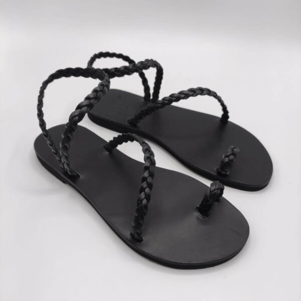 Eleftheria Plexi Leather Sandal Pagonis Greek Sandals Total Black