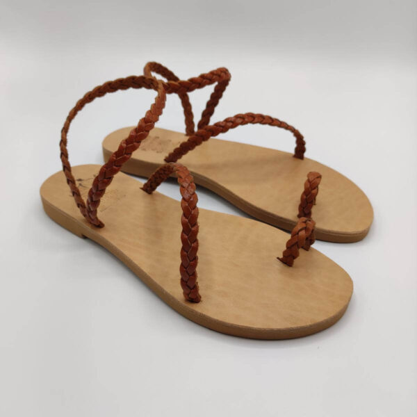 Eleftheria Plexi Leather Sandal Pagonis Greek Sandals Brown Color